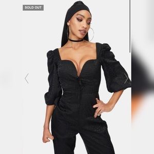 Black Leopard Satin Jumpsuit